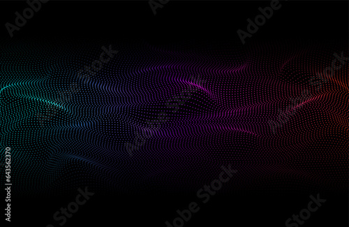 Sparkling particles of wave. Magic background. 3d abstract sci-fi user interface concept with gradient dots and lines. Glowing background with flowing particles.