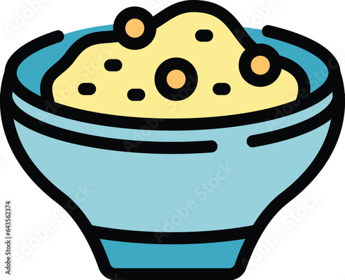 Bowl hummus icon outline vector. Plate day. Paste vegetable color flat