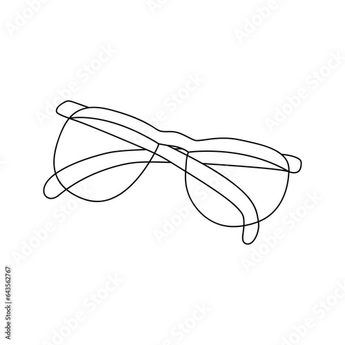 Hand drawn outline folded eyeglasses. Black and white doodle vector illustration isolated on a white background