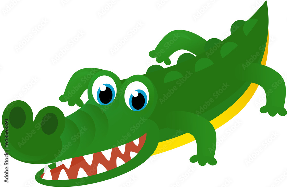 Naklejka premium cartoon american happy and funny tropical alligator crocodile isolated on white background - illustration for children