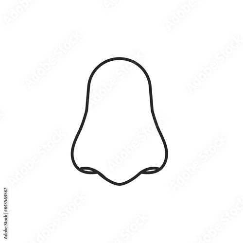 Nose shape after contour rhinoplasty surgery. Nasal breathing technique. Smell organ icon. Healthcare and beauty concept. Isolated line vector illustration.