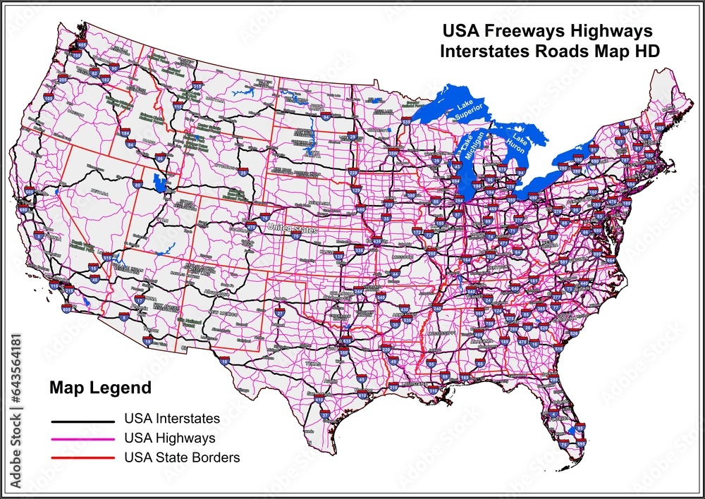 Detailed Highways Freeways Interstates Roads Map Of USA America With 1000 F 643564181 Pt2Q2wBlc37dajnDcNLkLZ4RVMUIhjPv