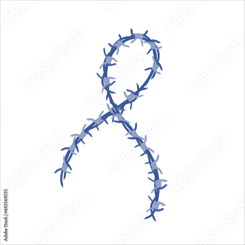 Barbed wire fence ribbon illustration. Sharp thorns of barbwire barrier zone frame. Protection and security concept. Vector illustration.