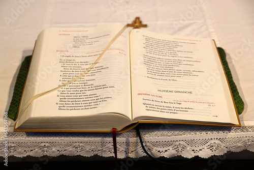 Saint Ours collegiate church, Loches, France. Missal on altar.