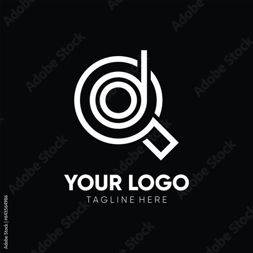 Letter D Magnifying Glass Logo Design Vector Icon Graphic Emblem Illustration 