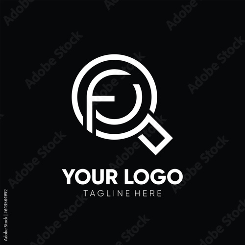 Letter F Magnifying Glass Logo Design Vector Icon Graphic Emblem Illustration 