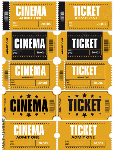 Ticket set icon for various events. EPS10 vector illustration