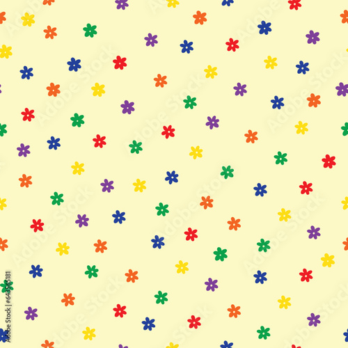small colorful flowers with yellow background