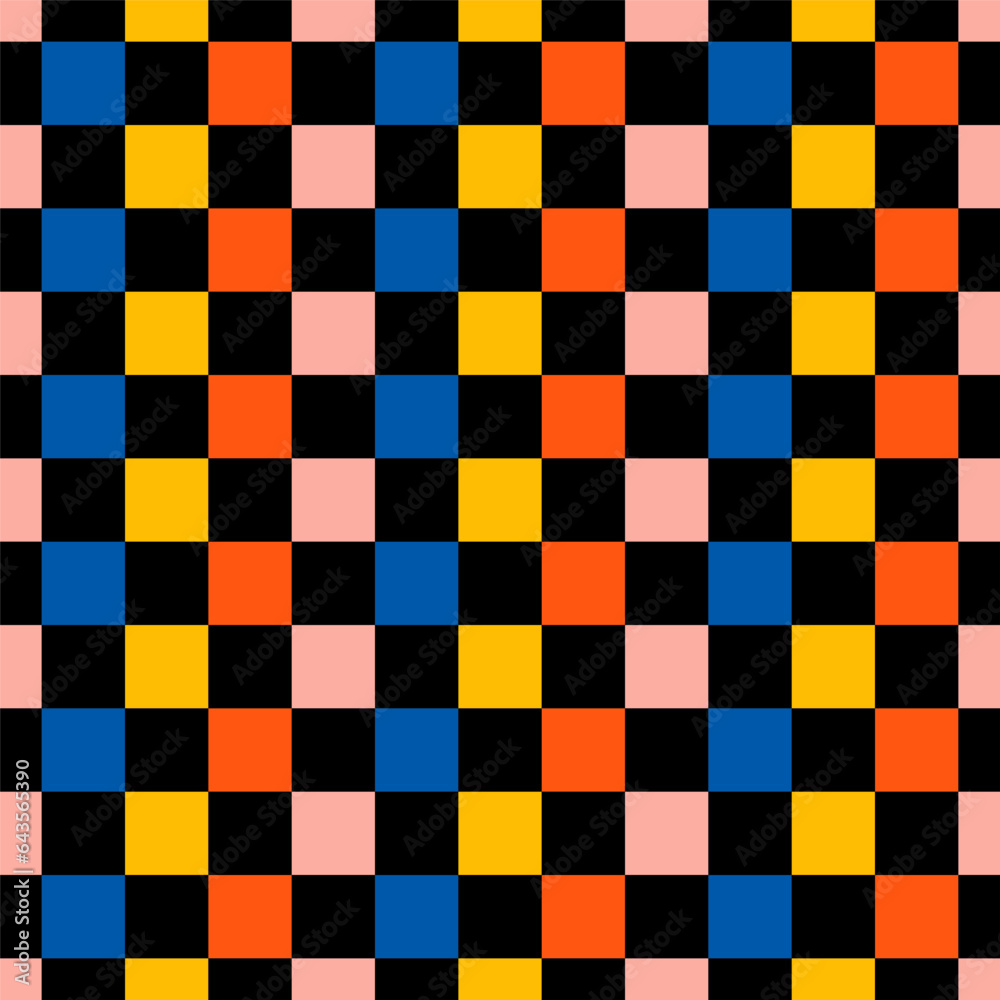 Seamless pattern with colorful checkerboard