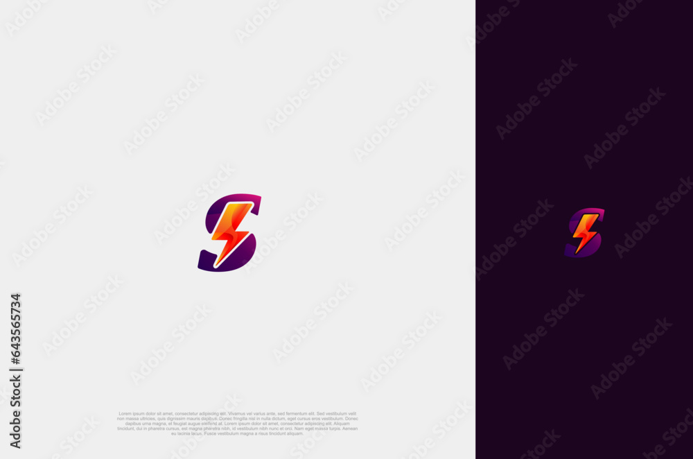Initial Letter S with bolt logo. Lighting Dynamic letter. Thunderbolt energy icon, flash, fast, speed, vector Illustration design template