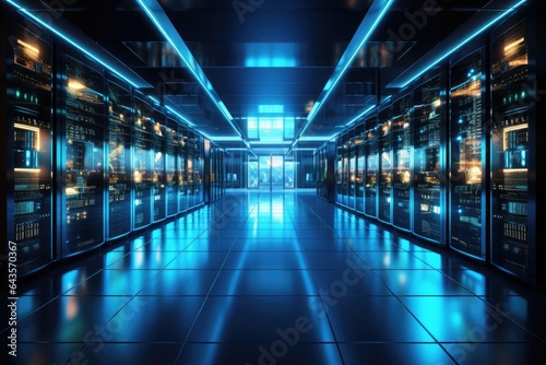 Data center and Server room. Technology background. Generative AI
