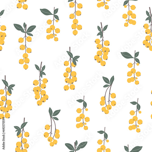 Seamless pattern with duranta erecta berries on branches