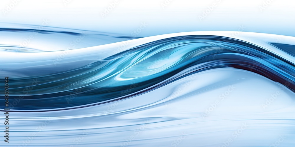 Fototapeta premium Fluid motion. Abstract artistic background. Elegant metallic waves. Modern blue water design. Liquid light. Shiny pattern