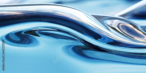 Fototapeta Naklejka Na Ścianę i Meble -  Fluid motion. Abstract artistic background. Elegant metallic waves. Modern blue water design. Liquid light. Shiny pattern
