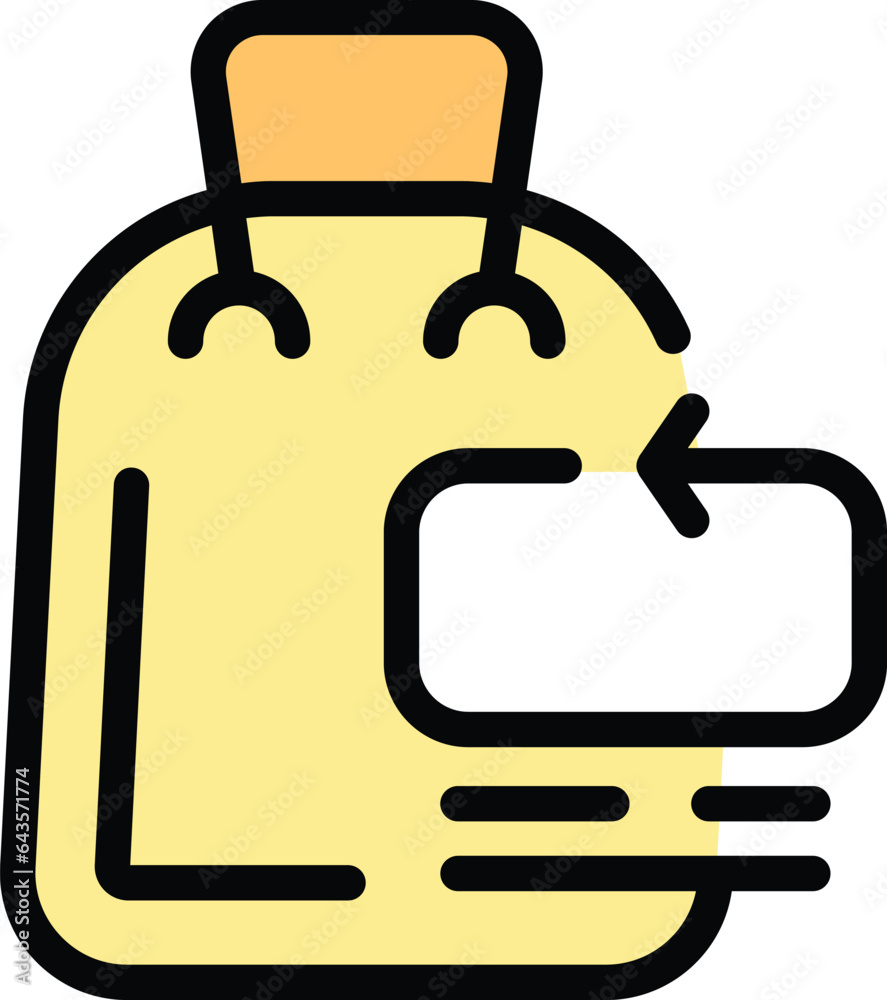Refund bag icon outline vector. Delivery service. Order store color flat Refund bag icon outline vector. Delivery service. Order store color flat