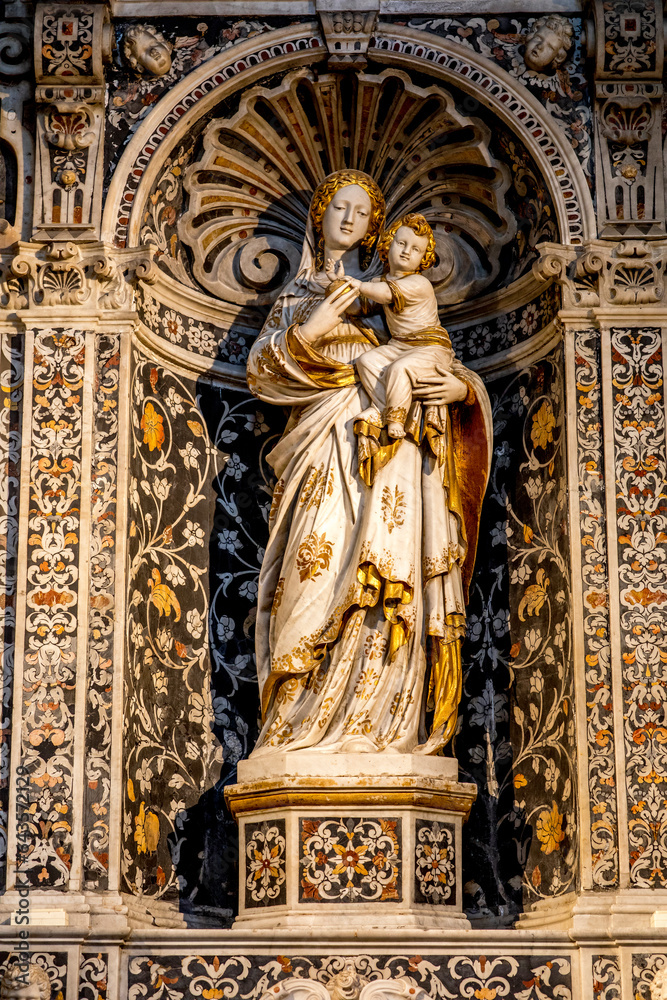San Giuseppe dei Teatini church, Palermo, Sicily, Italy. Virgin and child statue.