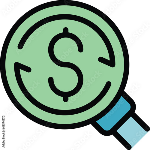Coin refund icon outline vector. Cash back. Reward pay color flat