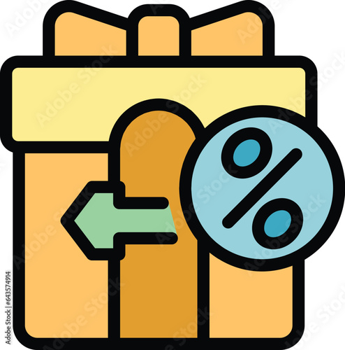 Cash back gift icon outline vector. Money reward. Refund pay color flat