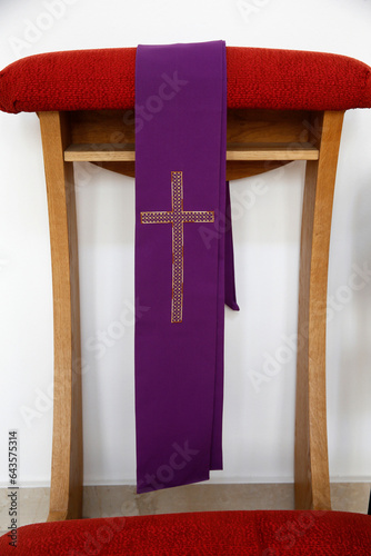 Saint Teresa of Calcutta sanctuary (cathedral), Pristina, Kosovo. Prie-Dieu and stole.