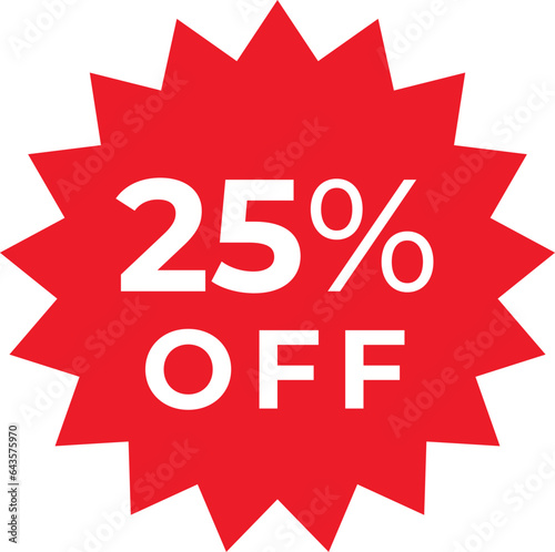 Red Price tags, special offer or shopping discount label with percent, discount. 10, 20, 25, 30, 35, 40, 50, 60, 70, 80 and 90 percent price. Paper sticker. Promotional sale. Vector illustration.