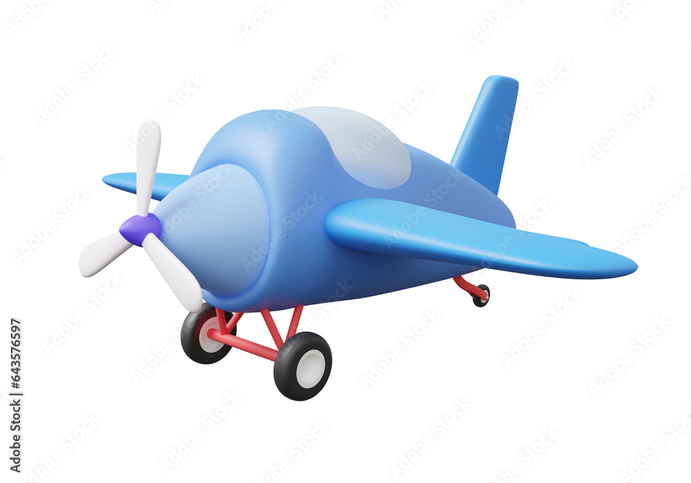 Obraz premium Propeller airplane icon fly on isolated background. travel tourism plane trip planning world tour worldwide transportation leisure touring holiday summer vacation concept. 3d render illustration