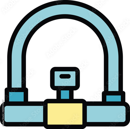 Key cycling lock icon outline vector. Safety bicycle. Rent safe color flat