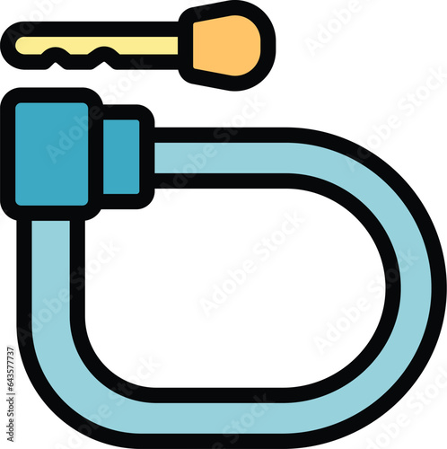 City cycling lock icon outline vector. Key secure. Sport safety color flat