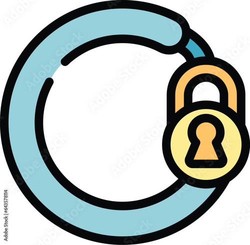 Street cycling lock icon outline vector. Bike safety. Secure transport color flat