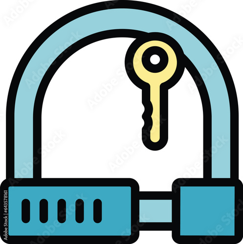 App cycling lock icon outline vector. Bike safety. Security transport color flat