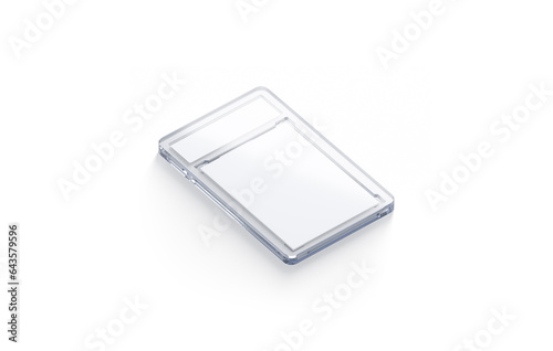 Photography Blank transparent plastic trading card mockup, side view
