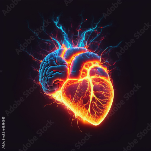 abstract light blue fire, background with heart, glowing human heart on black background,Human heart wallpaper