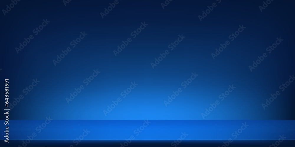 Empty classic blue studio room background. Space for selling products on the website. Vector illustration.
