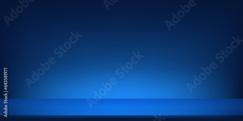 Empty classic blue studio room background. Space for selling products on the website. Vector illustration.