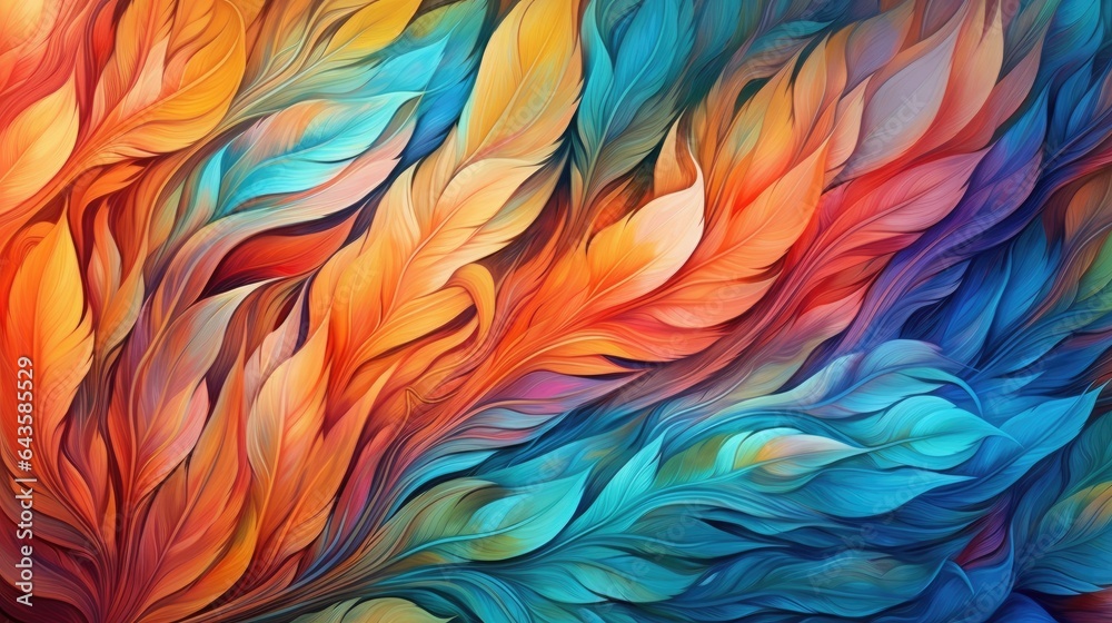 Abstract background with colorful feathers