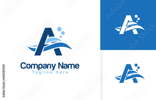 Vector a wave icon and Letter A logo inspiration