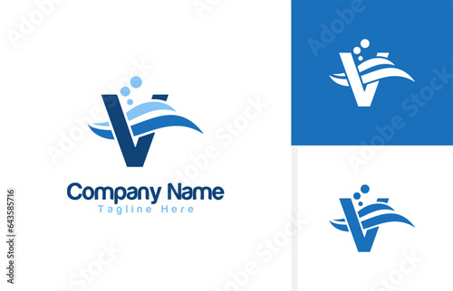 Vector a wave icon and Letter V logo inspiration