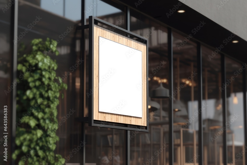 Mockup outdoor wall store shop sign outside restaurant. Mockup outdoor wall store shop sign outside restaurant.