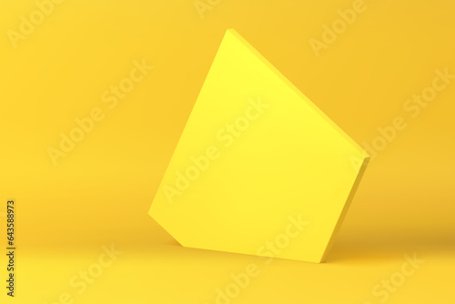 Yellow 3d wall pentagon geometric vertical stand for commercial advertising realistic vector
