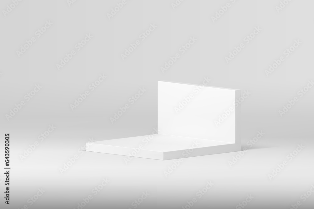 White neutral 3d podium pedestal mock up for cosmetic product show presentation realistic vector