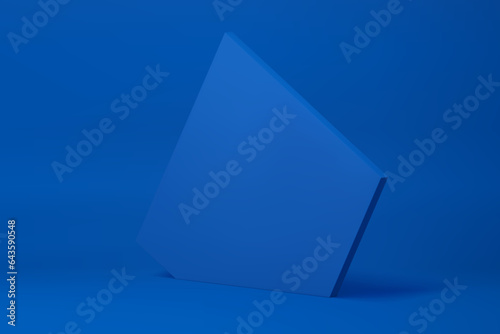 Fotografie Blue 3d isometric wall pentagonal geometric angular background for product prese