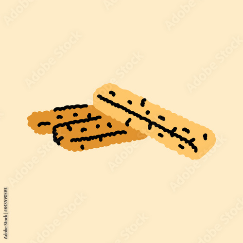 Fish sticks color line icon.