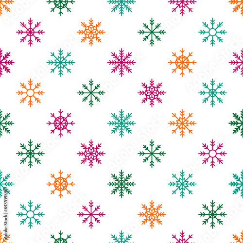 Seamless pattern with colorful snowflakes