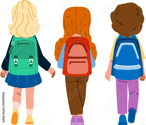 bag kid back backpack vector. student happy, pupil boy, primary elementary bag kid back backpack character. people flat cartoon illustration