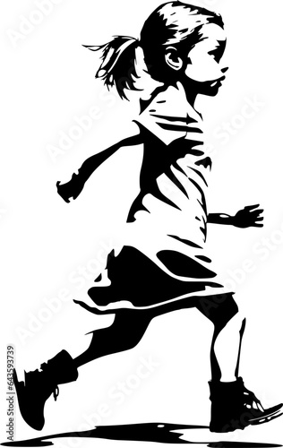 Silhouette d'une fillette qui court