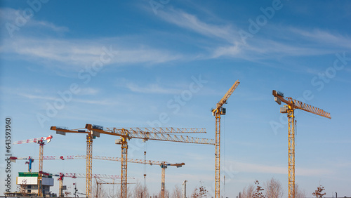 Big construction site with cranes