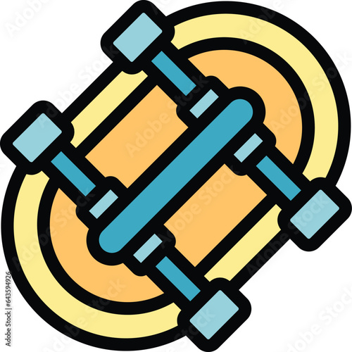Street longboard icon outline vector. Deck equipment. Shape urban color flat
