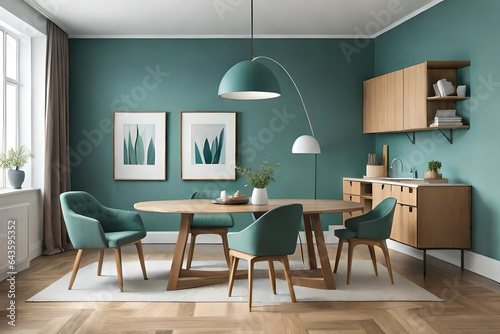 modern dining room with table generated by AI