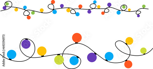 Set of christmas lights hand drawn flat illustration