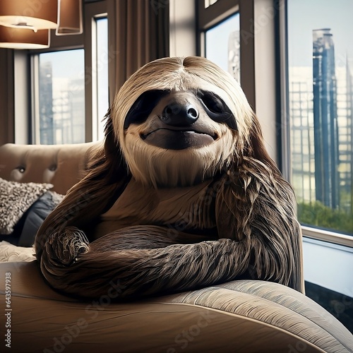 sloth looking on camera for pose