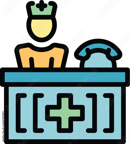 Hospital reception icon outline vector. Emergency room. Clinic office color flat
